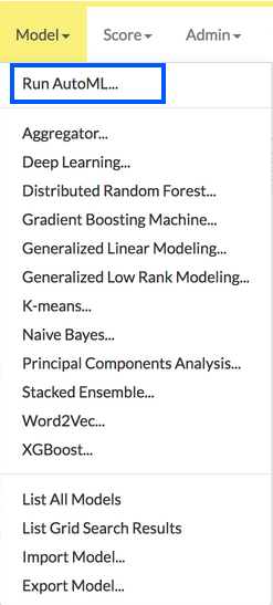Select Model > Run AutoML