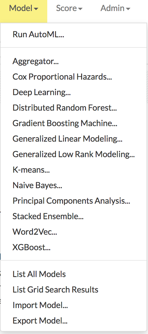Flow Model dropdown menu