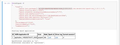 Example showing how to configure a Spark environment