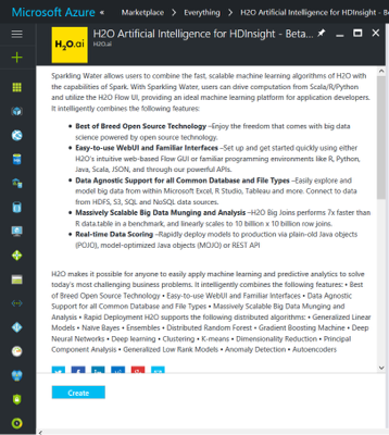 Select H2O Artificial Intelligence for HDInsight