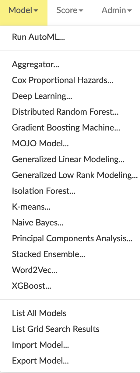 Flow Model dropdown menu