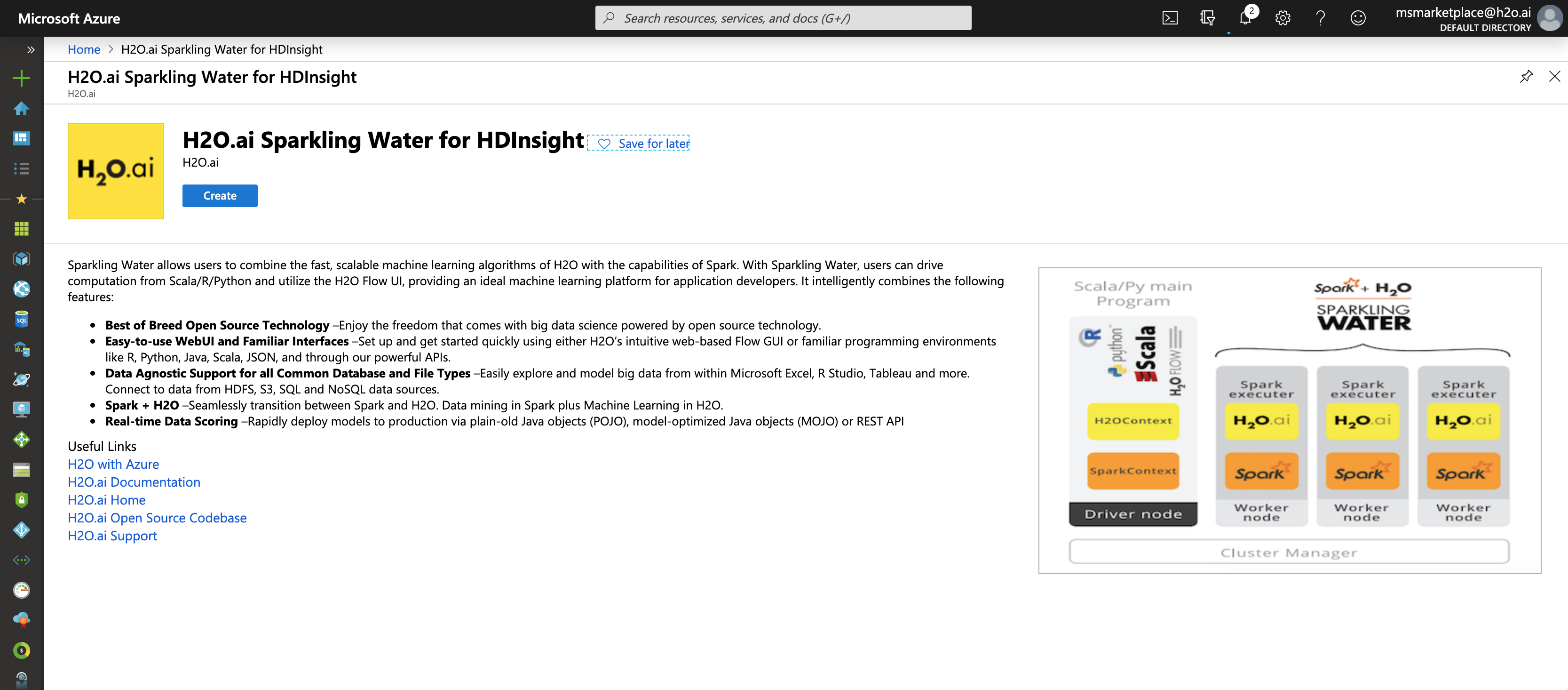 Select H2O Artificial Intelligence for HDInsight