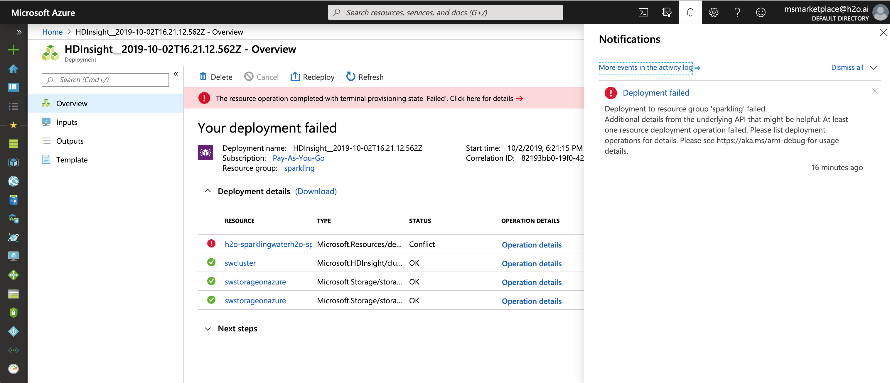 Azure Failed Deployment